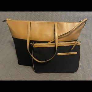 Merona Black and Tan Tote Bag